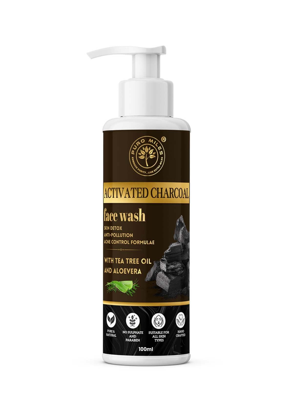 Activated Charcoal Face Wash with Tea Tree Oil and Aloe Vera