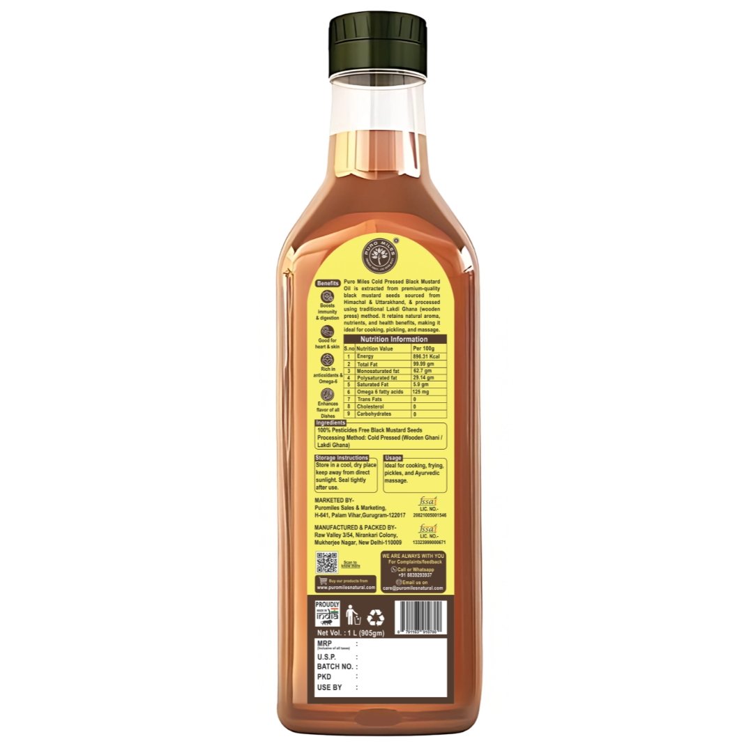 100% pure black mustard oil in eco-friendly packaging – wood pressed method