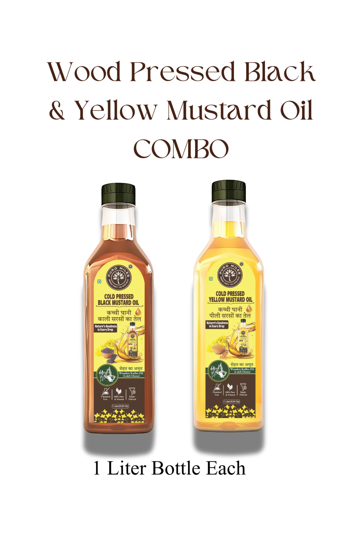 Wood Pressed Black &  Yellow Mustard Oil Combo