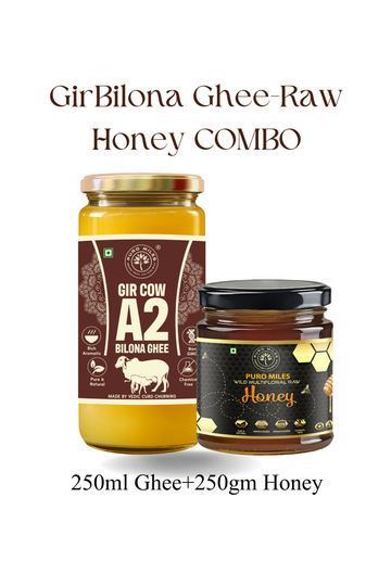 A2 Gir Bilona Ghee and Raw Honey Combo